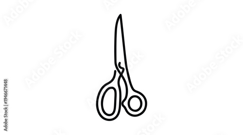 Simple Line Art Illustration of Scissors.