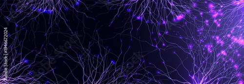 Neural Network Brain Neurone Synapse Connections Lightning Ball Energy Glow. Machine Learning Technology Background for AI Data Flow, BigData, Medical Science Research, Biotech. Vector illustration