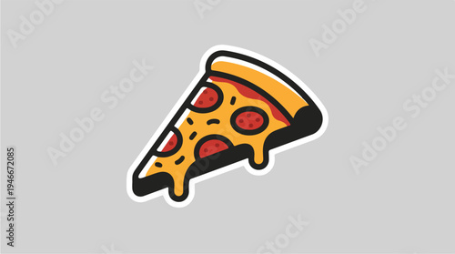 Slice of Pepperoni Pizza with Melting Cheese.