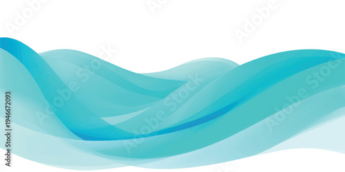Abstract blue and turquoise fluid waves background, smooth flowing shapes, graphic design