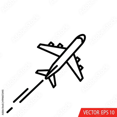 Vector illustration of an airplane taking off or flying in the air