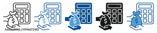 Calculator icon set multiple style collection