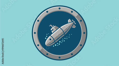 Stylized Illustration of a Submarine in a Porthole.