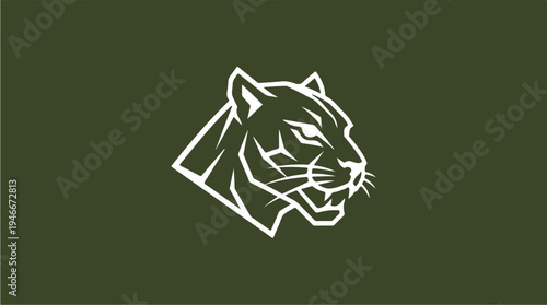 Stylized Panther Head Logo on Dark Green Background.
