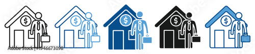 Real Estate Broker icon set multiple style collection