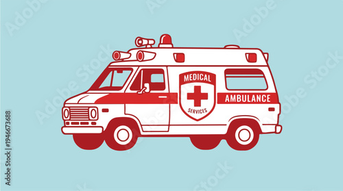 Vintage Ambulance Vehicle with Medical Cross Emblem.