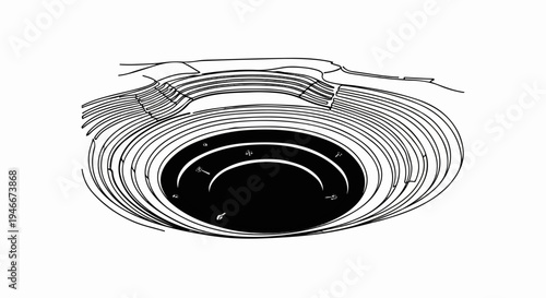 Abstract illustration of a layered amphitheater or crater structure