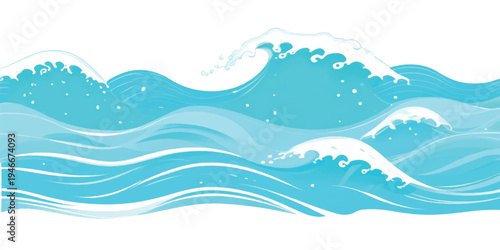 Abstract ocean waves and sea foam with sparkling water droplets