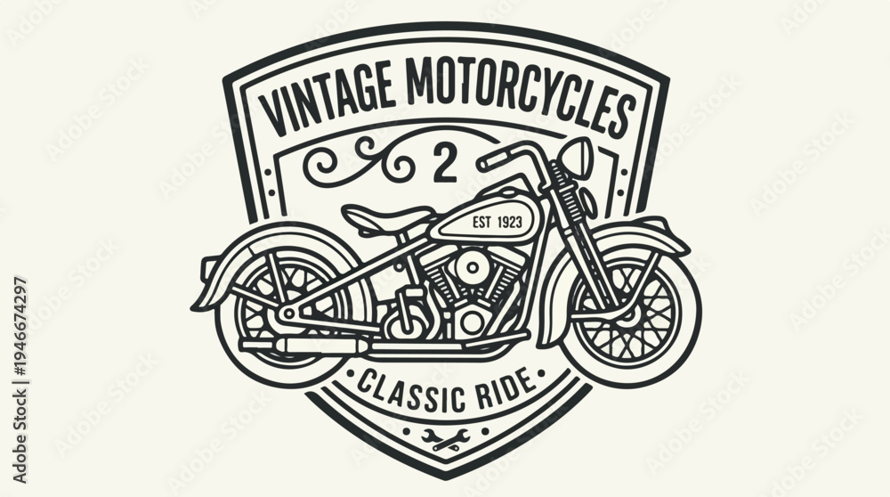Obraz premium Vintage Motorcycle Classic Ride Emblem Design.