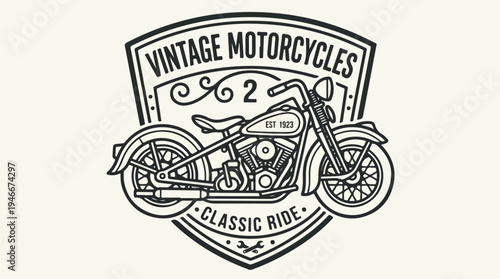 Vintage Motorcycle Classic Ride Emblem Design.