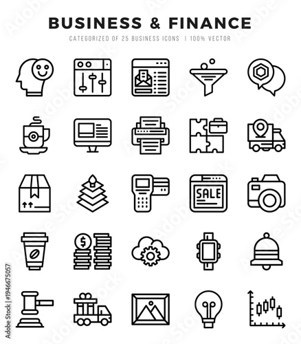 Business & Finance icons Pack. Lineal icons set. Business & Finance collection set.