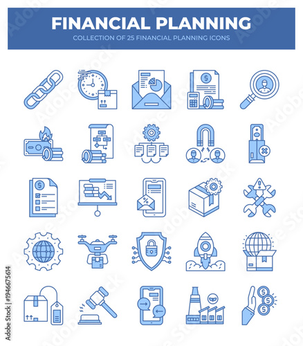 Financial Planning Icons. A Guide to Business Strategy and Growth