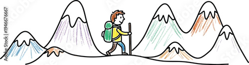 Hiker mountain trek vector