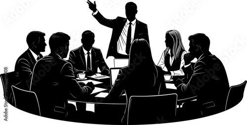 Dynamic leader addressing a professional group during a productive corporate discussion