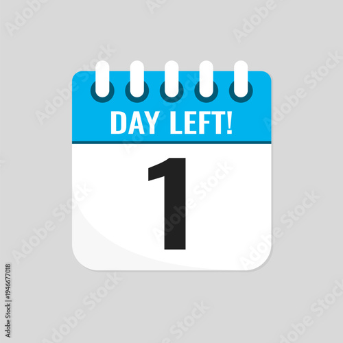 Countdown daily page calendar icon - 1 day left