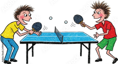 Boys ping pong vector