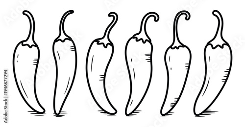Habanero chili vector line art for hot peppers design, minimal outline vector illustration for spicy ingredient icons