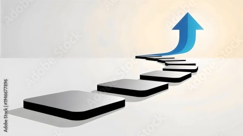 Minimalist stepping stone path toward blue arrow – Perfect for strategic direction, progress, or corporate milestones.