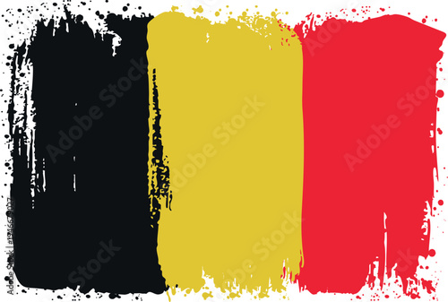 Flag of Belgium. Created with Brush Strokes. Abstract Banner with Raw Artistic Texture