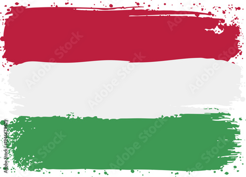 Flag of Hungary. Created with Brush Strokes. Abstract Banner with Raw Artistic Texture
