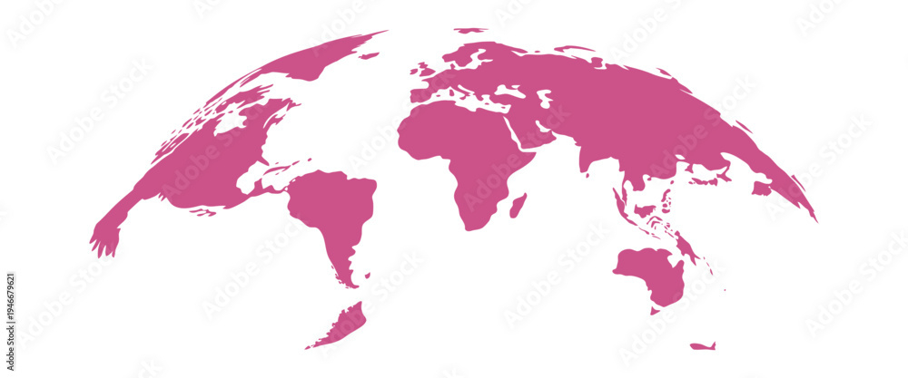 Obraz premium Global Earth Map Vector, pink round planet layout, international world illustration showing continents for travel, geography, and global concept design