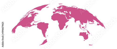 Global Earth Map Vector, pink round planet layout, international world illustration showing continents for travel, geography, and global concept design