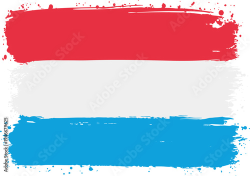 Flag of Luxembourg. Created with Brush Strokes. Abstract Banner with Raw Artistic Texture