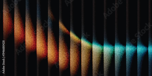 Grainy background glowing blurred color flow banner poster cover design, noise texture. Refracted Glass Gradient Effect. Ribbed glass morphism texture.