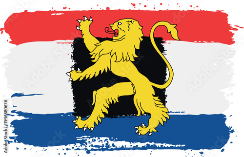 Flag of Benelux. Created with Brush Strokes. Abstract Banner with Raw Artistic Texture