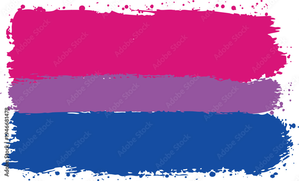 Obraz premium Bisexual pride flag. LGBTQ. Created with Brush Strokes. Abstract Banner with Raw Artistic Texture