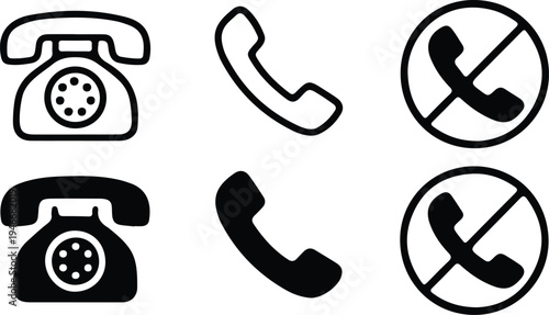 phone icon no sign phone icon set vector illustration 