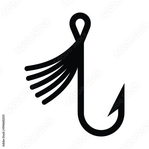 Vector of a fishing hook with feathered lure