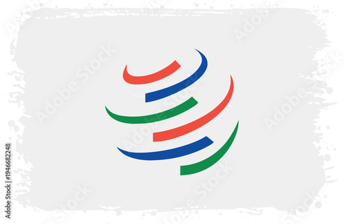 Flag of World Trade Organization. Created with Brush Strokes. Abstract Banner with Artistic Texture