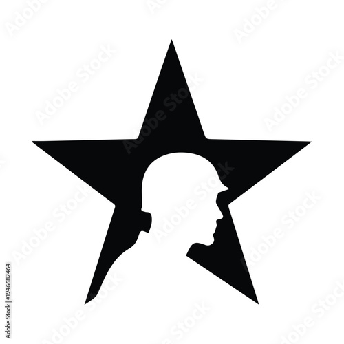 Soldier Silhouette in Star Shape Vector Graphic
