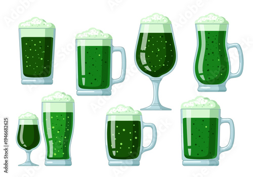 Characterful Green Beer Glass Collection with Bubble Details
