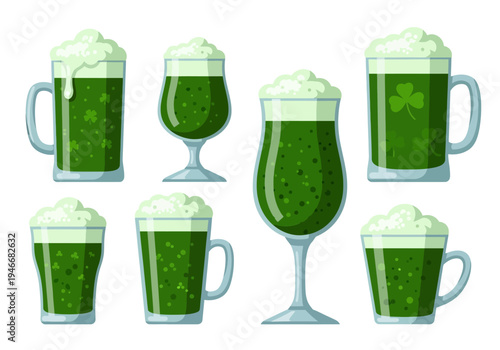 Saint Patrick's Day Premium Green Beer Glasses and Stemmed Mugs