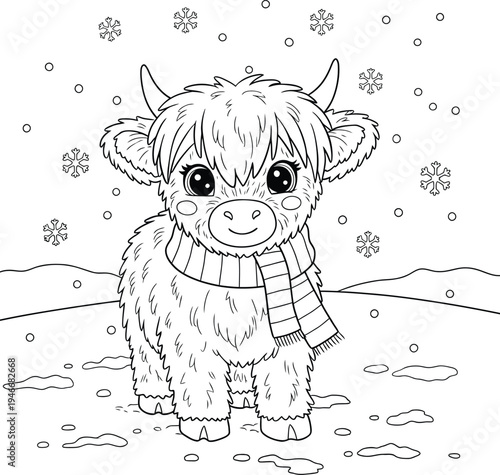 Cute Highland Cow and Calf Coloring Pages Bundle for Kids