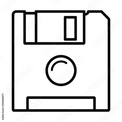Vector of a floppy disk icon with a classic design