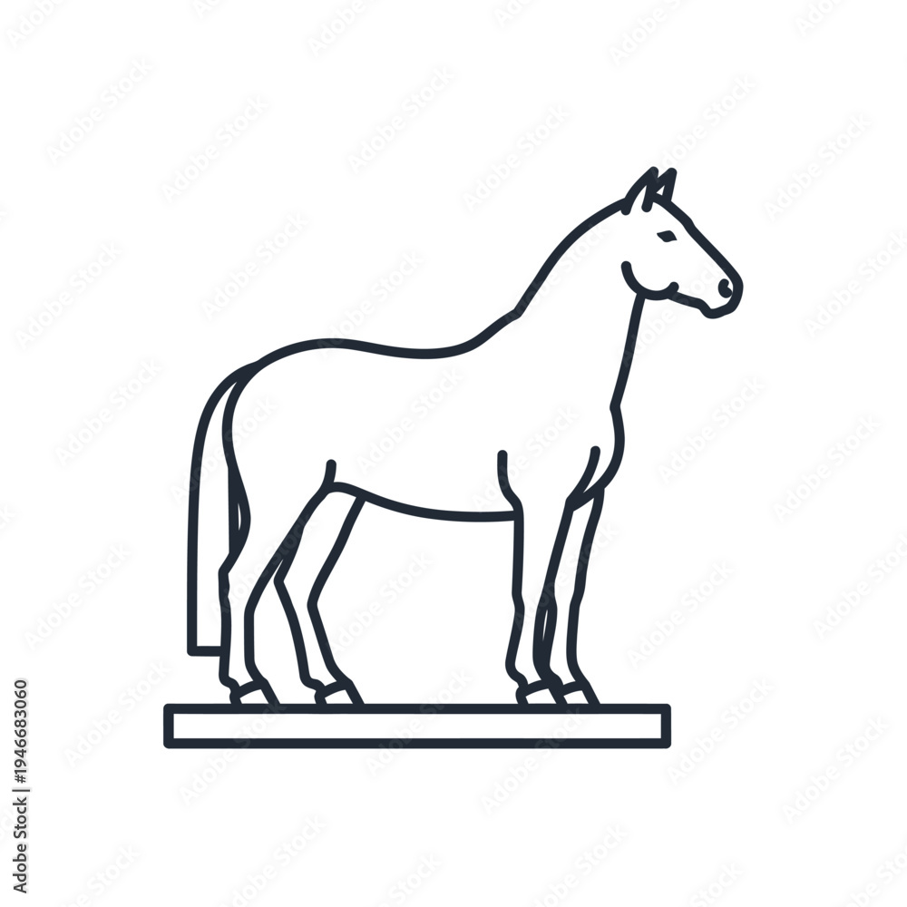 Fototapeta premium Minimalist linear horse illustration on white background vector design