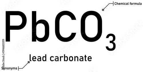 Lead carbonate chemical formula with callout titles
