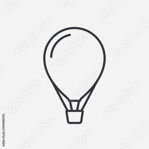 Minimalist outline illustration of a hot air balloon against a neutral background