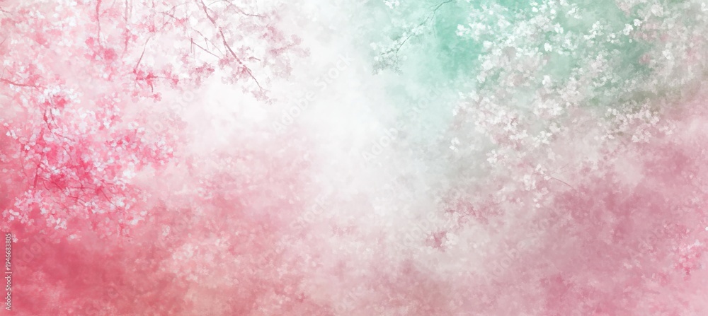 Obraz premium Elegant Abstract Floral Watercolor Texture with Soft Pastel Pink, Green, and White for Invitations