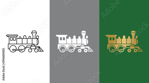 Train Locomotive in Black, White, and Gold Colors