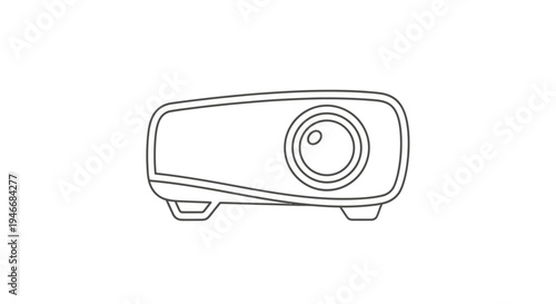 Modern digital projector line art icon illustration for business presentations, technology, education, and multimedia display.