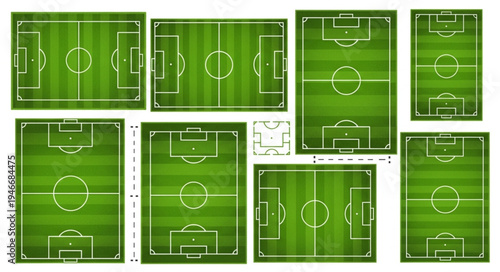 Collection of Soccer Field Layouts - Top-Down Views for Game Strategy.