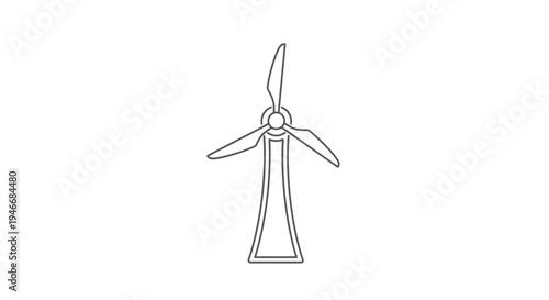 Sustainable energy wind turbine line icon. Eco-friendly electricity generator symbol. Renewable power generation technology.