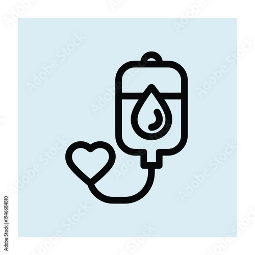 Vector of a medical iv bag with a heartbeat symbol.