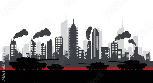 City Skyline with Train Tracks.