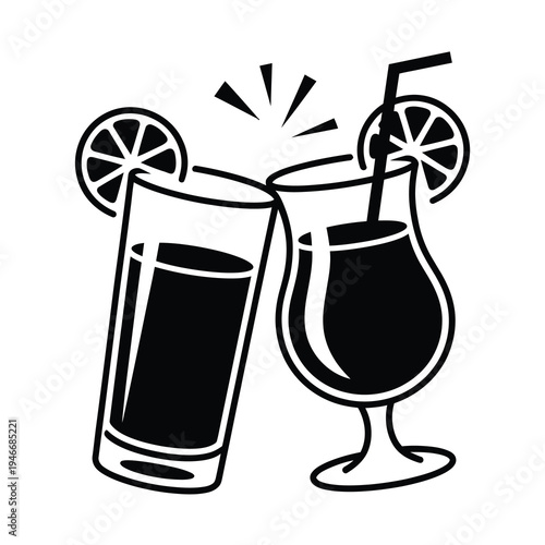 Vector of two drinks clinking