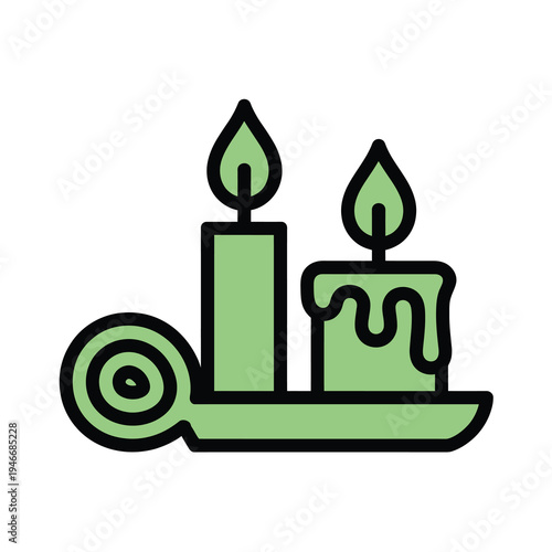 Vector of two lit candles on a tray